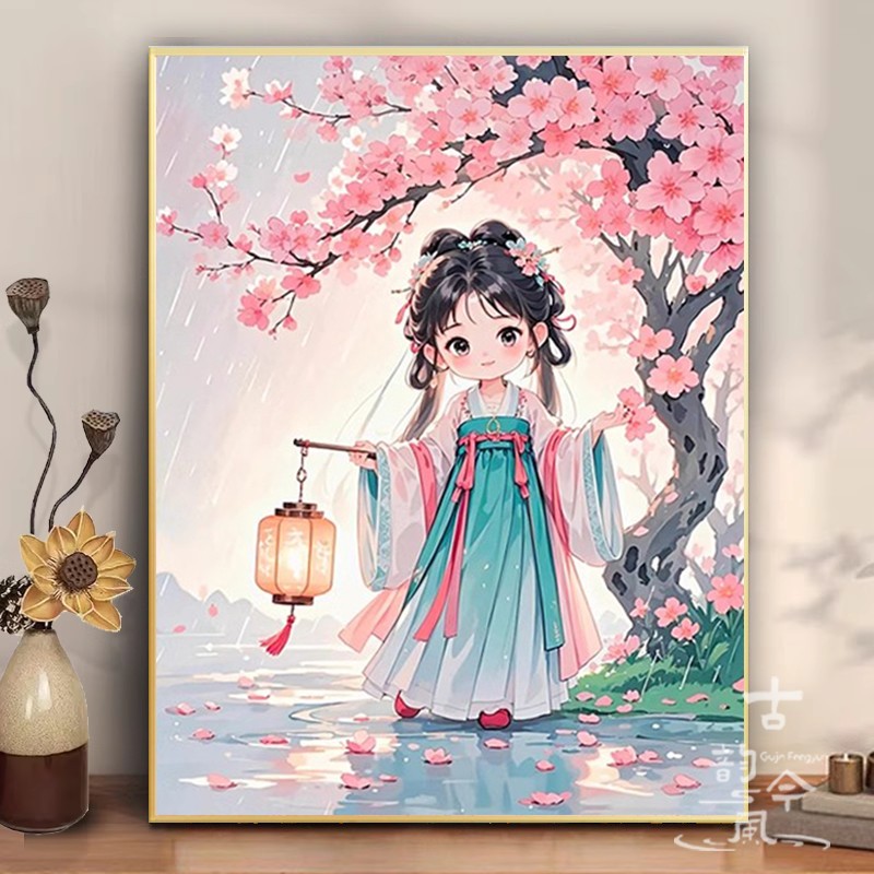 【提灯送福】十字绣新款线绣客厅古风女孩刺绣解压手工diy钻石画