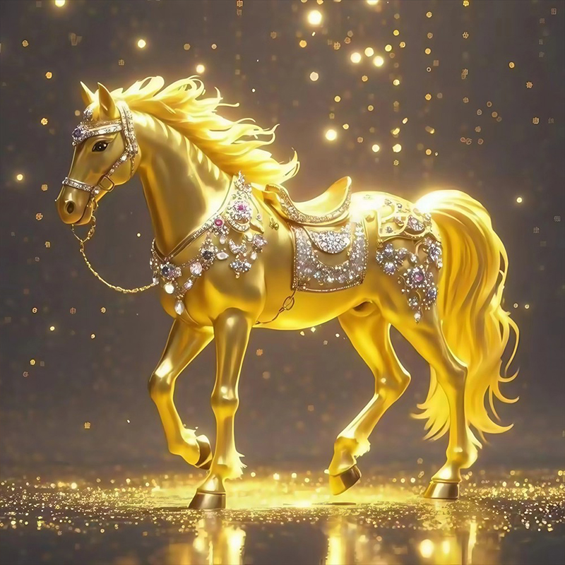 【金马踏福】十字绣2026新款客厅餐厅动物生肖马钻石画满钻5d手工