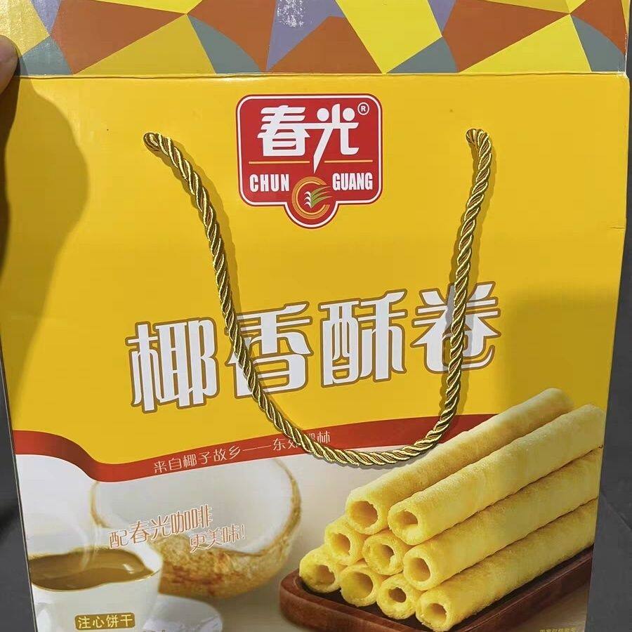 春光食品海南特产零食国货椰香酥卷椰子风味薄脆酥椰奶夹心饼干