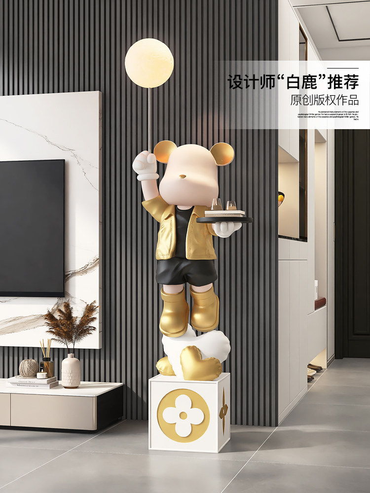 大型暴力熊客厅摆件落地家居饰品沙发电视柜旁灯轻奢大气乔迁礼物