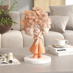 奶油风女孩摆件客厅电视柜酒柜玄关家居装 饰品高级感生日乔迁礼物