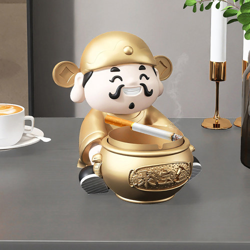 财神爷烟灰缸创意摆件客厅茶几家居装饰品个性家用生日礼物送男友