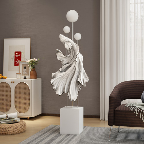 韵灿斗鱼大型落地摆件客厅装饰品