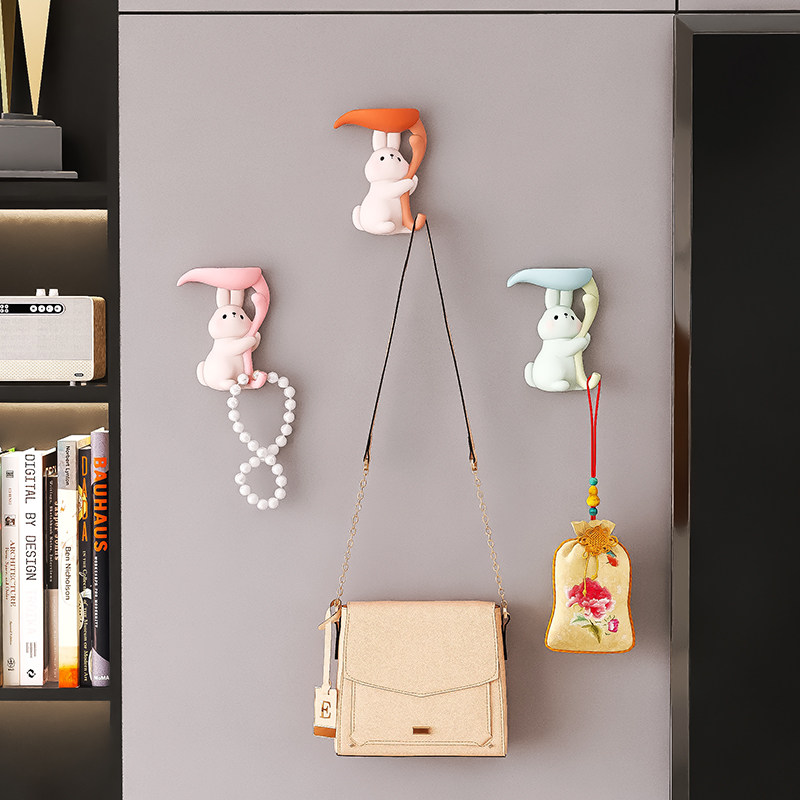 创意可爱兔子入户玄关门后挂钩墙壁墙上儿童房装饰衣服书包挂衣钩