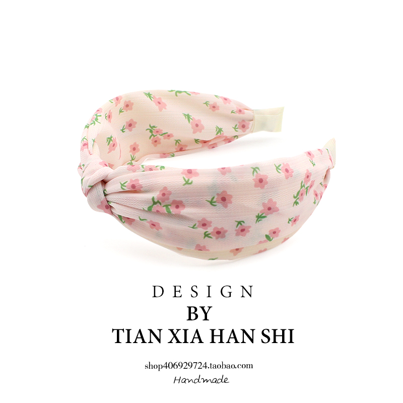 韩国儿童碎花中间结发箍时尚宽边不伤发头箍女孩公主发卡甜美头饰