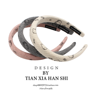 韩国儿童毛呢发箍宝宝可以卡通猫咪可爱发箍女童卡碎发头箍发饰新