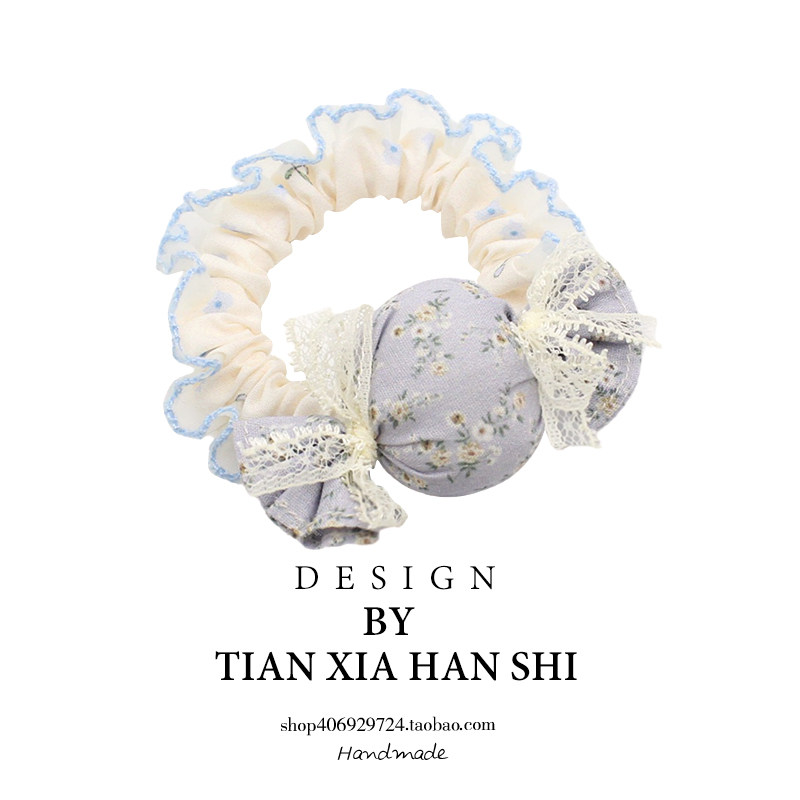 韩系碎花糖果布艺儿童发圈蕾丝蝴蝶结丸子头小肠圈小女孩公主扎发
