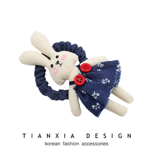 儿童卡通兔裙边可爱公主头绳小女孩扎丸子头橡皮筋发圈不伤发头饰