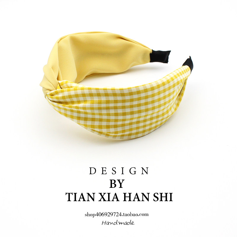 韩国新品儿童格子撞色宽边头箍女童可爱压发亲子发卡防滑发箍发饰