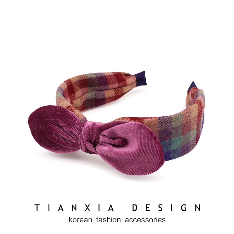 韩国儿童毛呢蝴蝶结丝绒宽边发箍小女孩公主秋冬搭配碎发头箍发卡