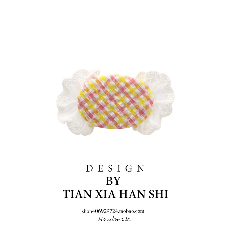 韩国宝宝布艺糖果布艺蕾丝边发卡儿童公主可爱不伤发发夹刘海发卡