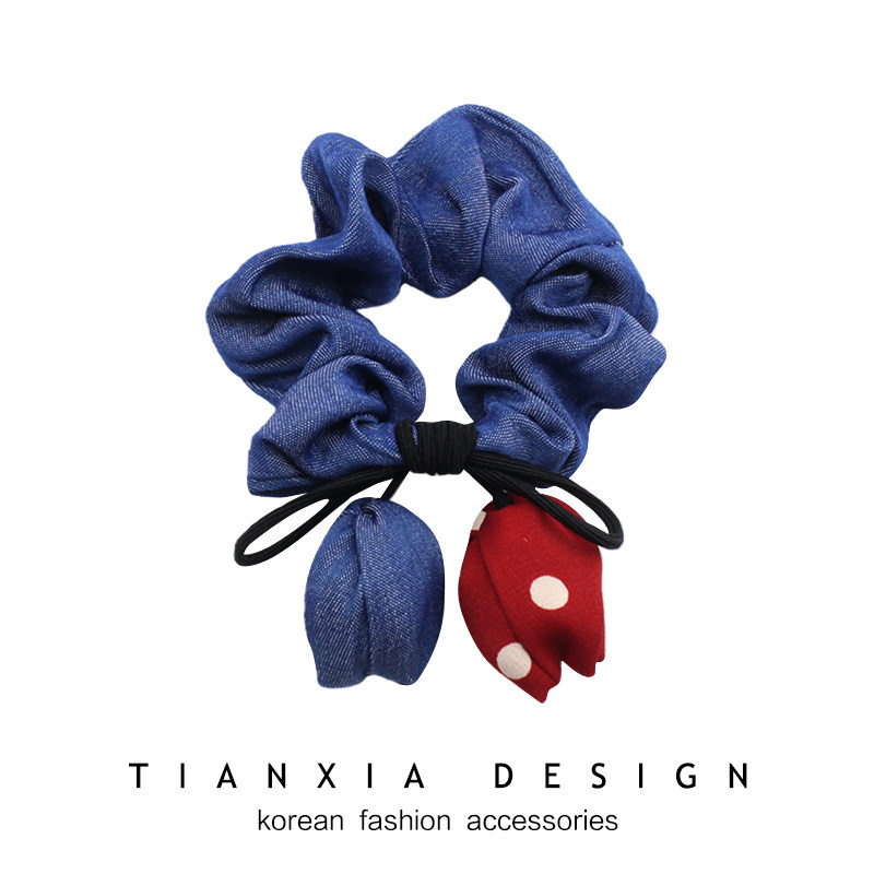 牛仔蓝郁金香拼色波点大肠圈儿童蝴蝶结丸子头橡皮筋不伤发头绳新,童装/婴儿装/亲子装,发饰,淘宝优惠券,粉丝福利购,淘宝优惠卷