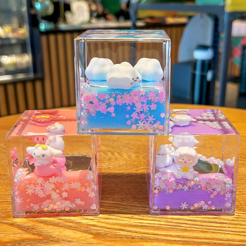 网红入油流沙砖方块摆件