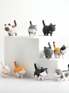 实心起司猫9款蛋糕装饰可爱猫猫生日烘焙摆件小胖猫玩具公仔