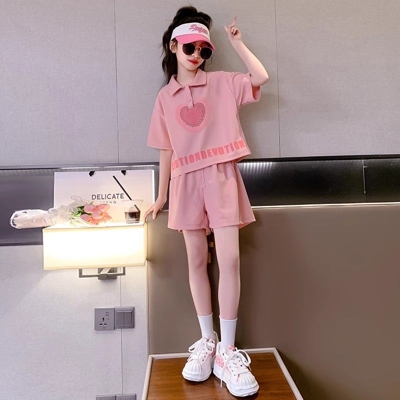 女童夏装套装2026新款夏款小女孩网红洋气时髦夏季儿童女大童短裤