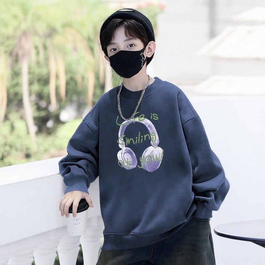 2025新款帅气韩版上衣潮流卫衣长袖打底衫宽松春秋季中大童男童服