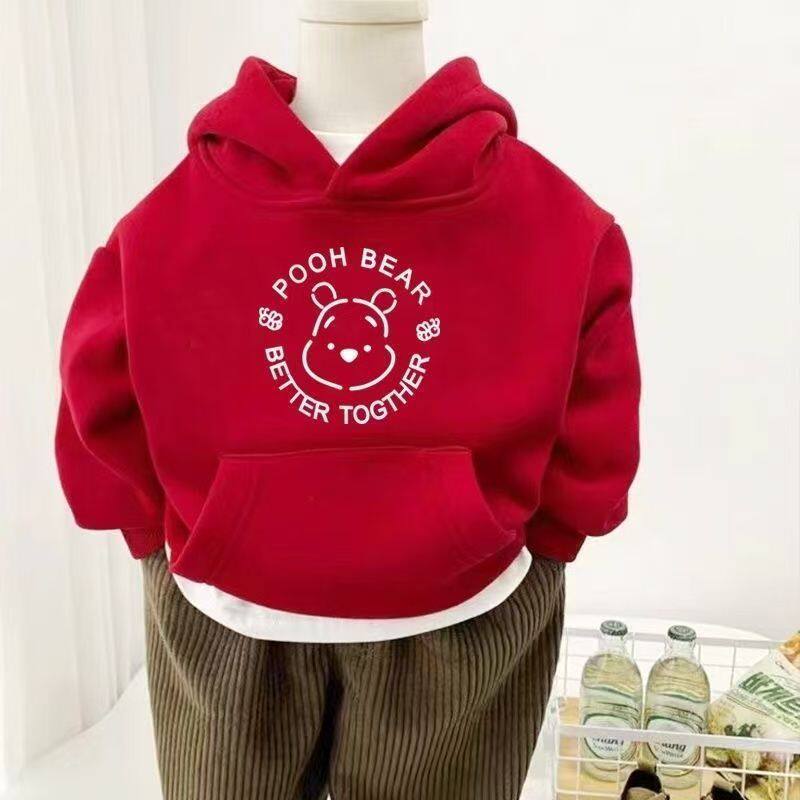 儿童加绒连帽男童女童红色2026卫衣宽松学生新款保暖休闲百搭上衣