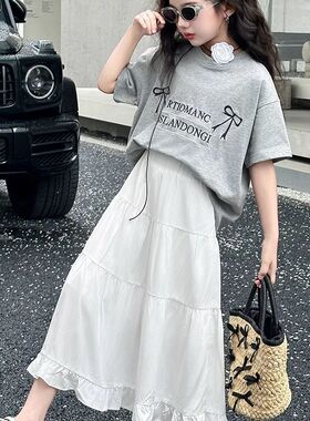 女童漂亮洋气套装裙2026新款夏季女大童超好看裙子儿童白色半身裙