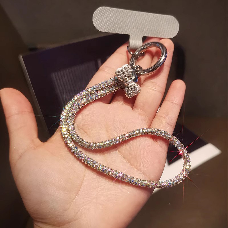 手机挂绳手腕水晶满钻挂链高端女奢华水钻挂饰时尚挂件短款带子手机壳吊绳防丢长款挂脖ccd相机链条新款