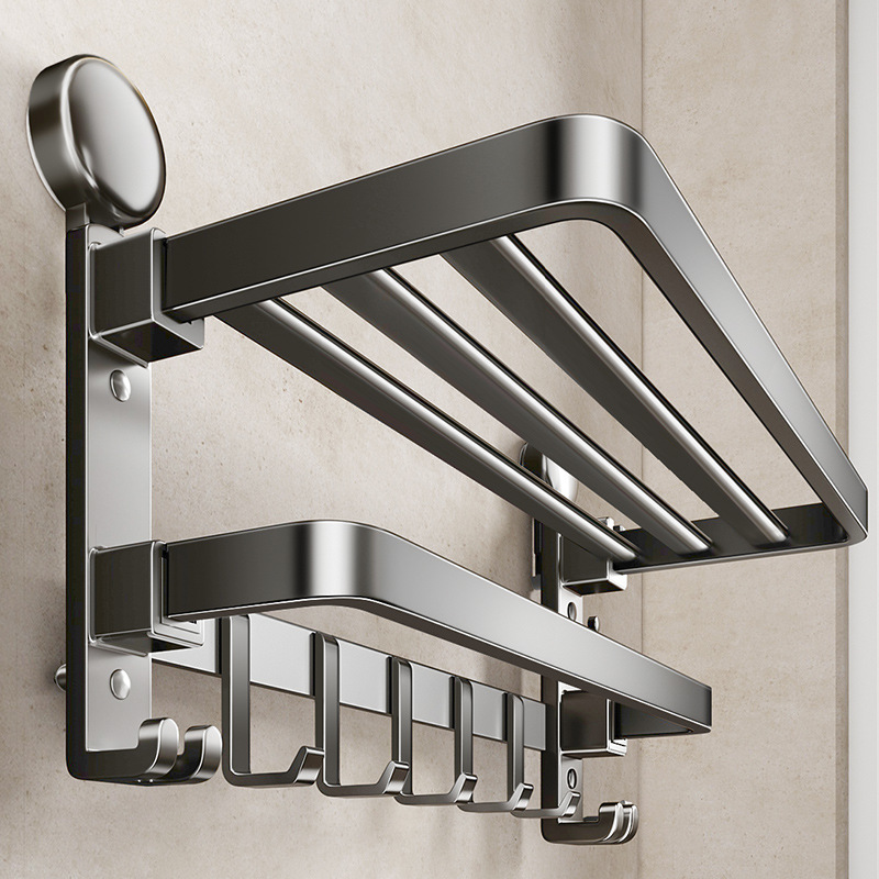 吸盘浴巾毛巾架卫生间置物架浴室免打孔壁挂吸盘无痕厕所挂架收纳