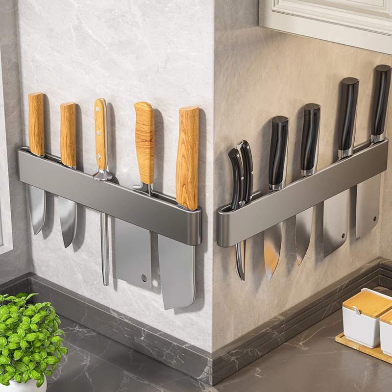厨房不锈钢磁吸壁挂式架 刀架置物架 收纳放菜刀插刀架子