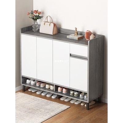 楼道鞋柜家用门口走廊室内入户门外玄关柜新款2024实木色鞋架