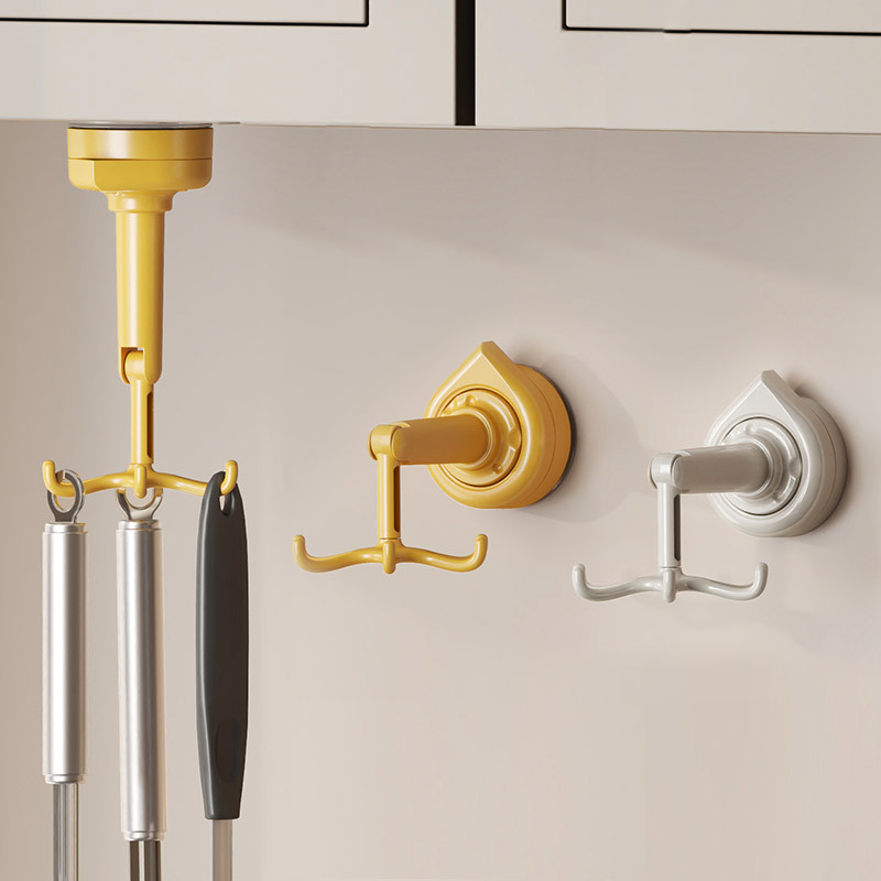 厨房旋转挂钩吸盘壁挂式置物架家用免打孔锅具勺子收纳架锅铲挂架