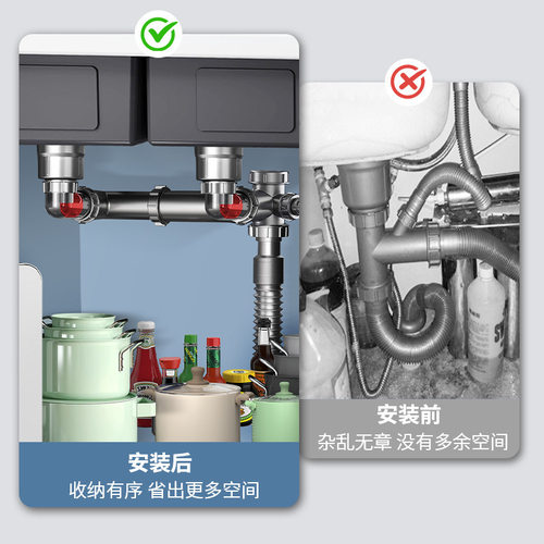 适配九牧 厨房防返臭下水器不锈钢双槽洗菜盆排水管洗碗水池