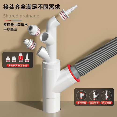 适配九牧 洗衣机烘干机接头下水管防漏家用三通排水管厨房通用