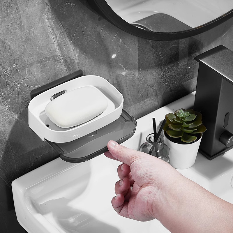 肥皂盒香皂壁挂式免打孔置物家用沥水盒子洗漱台放香罩盒收纳架子