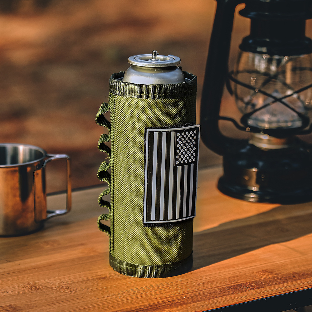 户外瓦斯卡式炉气罐保护套防撞击防滑套气瓶储物袋魔术贴保护套