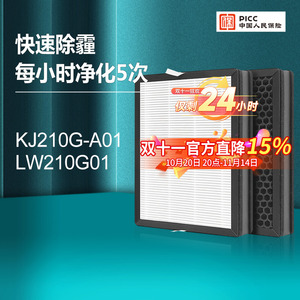 适配格力空气净化器过滤网KJ210G-A01滤芯LW210G01除灰尘除pm2.5