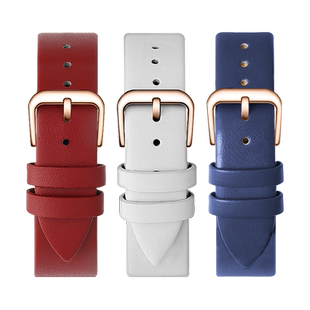 手表带真皮女款超薄牛皮表链适用dw天梭华为浪琴美度满天星阿玛尼