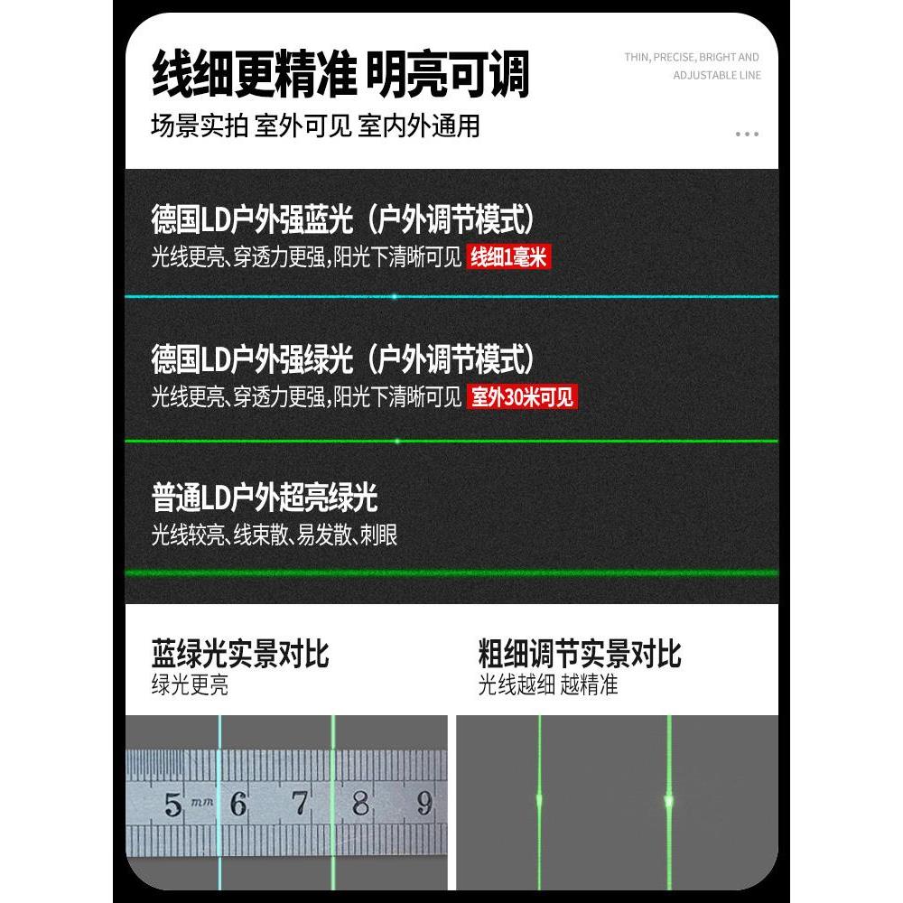 亚固12线水平仪贴墙仪红外线户外高精度强光细线激光平水仪自动*