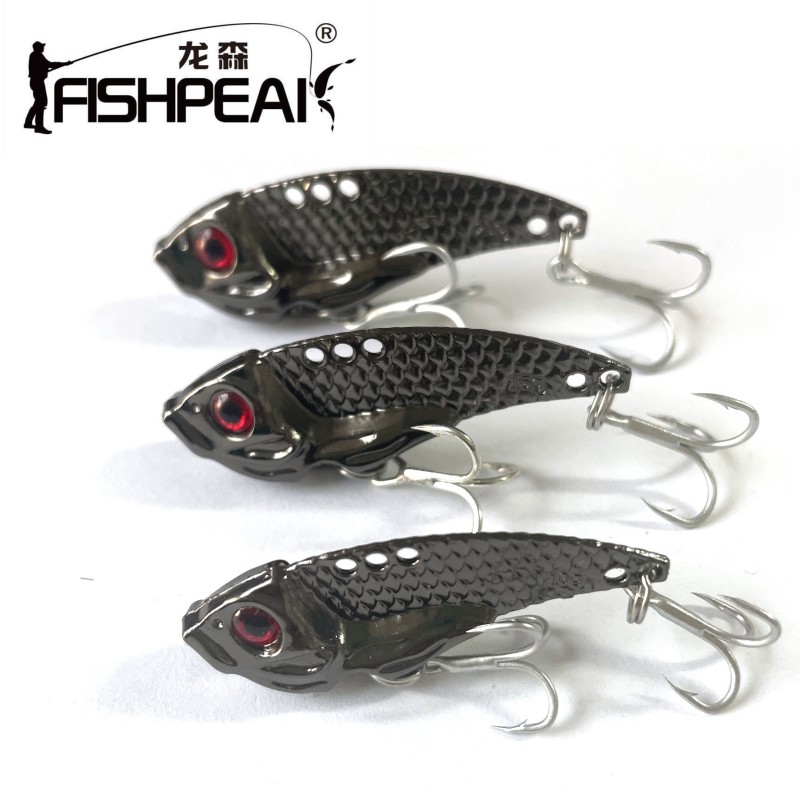 FISHPEAK龙纹VIB黑色3g-20g路亚假饵仿生逗逗远投震颠亮片海钓 户外/登山/野营/旅行用品 路亚饵 原图主图