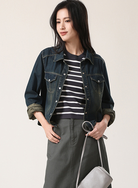 那禾2025春季新品复古棉感休闲牛仔短外套女ND51DZ6661