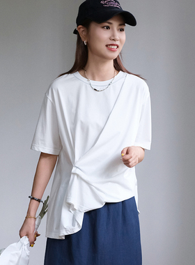 那禾新品扭结设计感短袖T恤女NW62TY1686