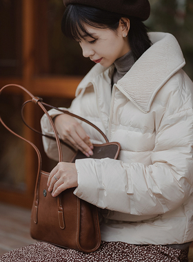 那禾新款羽绒服女白鸭绒海军风大翻领短款外套女NW24RR0411