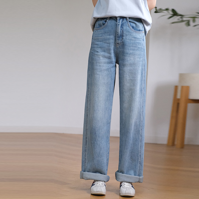 那禾新品高腰显瘦百搭牛仔裤阔腿裤休闲裤女ND52KZ5658