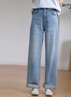 那禾新品高腰显瘦百搭牛仔裤阔腿裤休闲裤女ND52KZ5658