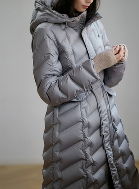 那禾冬季新款白鸭绒羽绒服中长款过膝收腰显瘦外套NW34RR1376