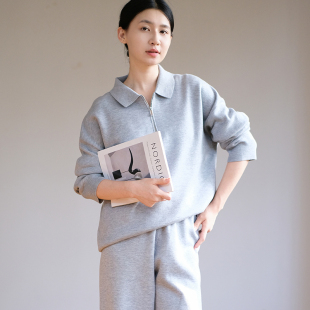 那禾新品 半开拉链上衣女ND53TH5745 POLO领针织衫 长袖