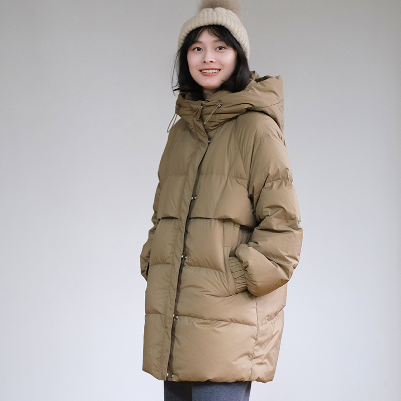 那禾新品白鸭绒冬季时尚中长款羽绒服女NW54RR0101