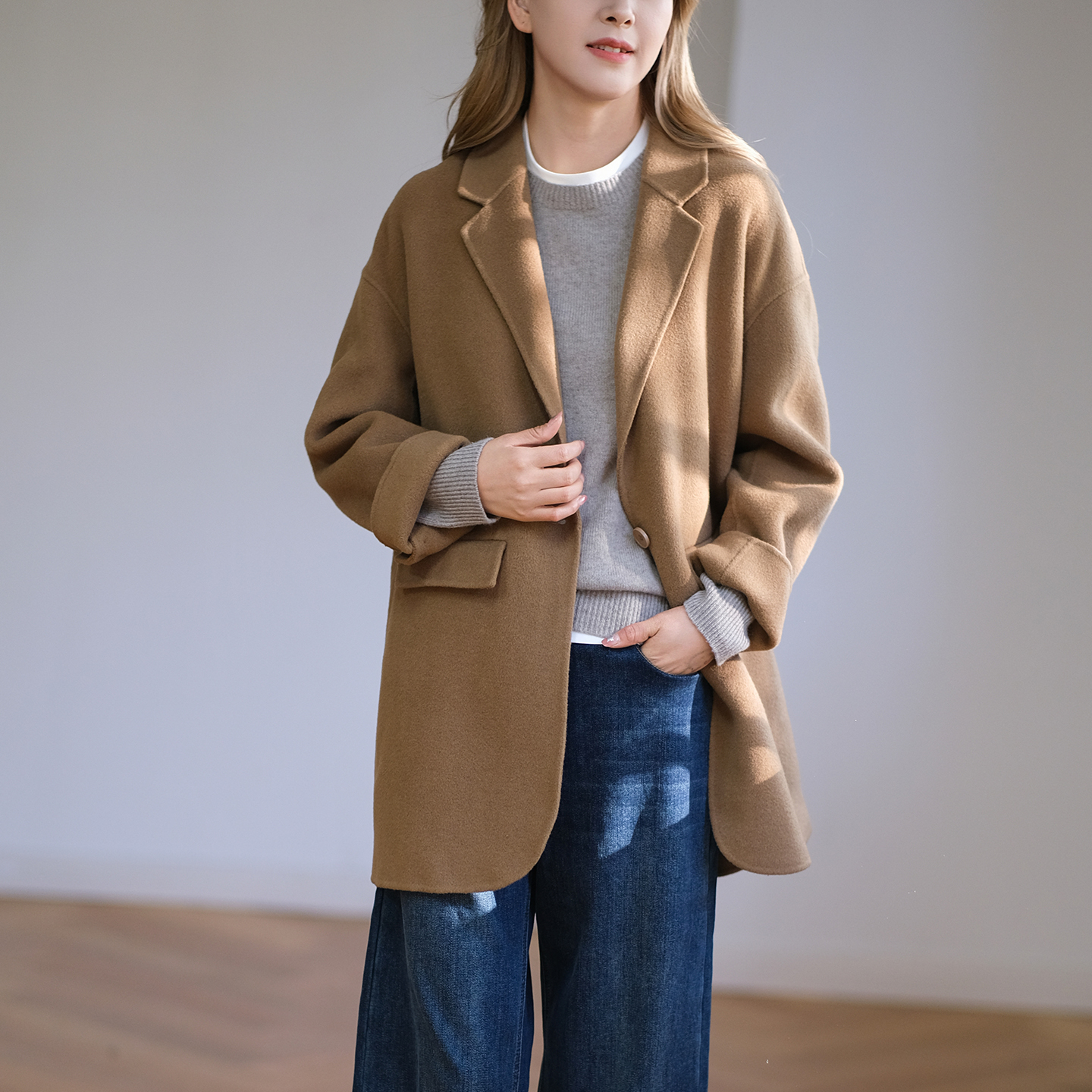 绵羊毛中长款外套那禾常规通勤