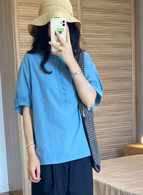 那禾夏季新品文艺女薄款设计感宽松小衫ND42CQ0289