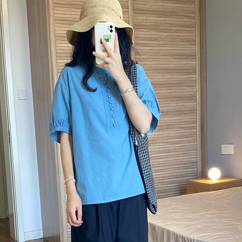 那禾夏季新品文艺女薄款设计感宽松小衫ND42CQ0289