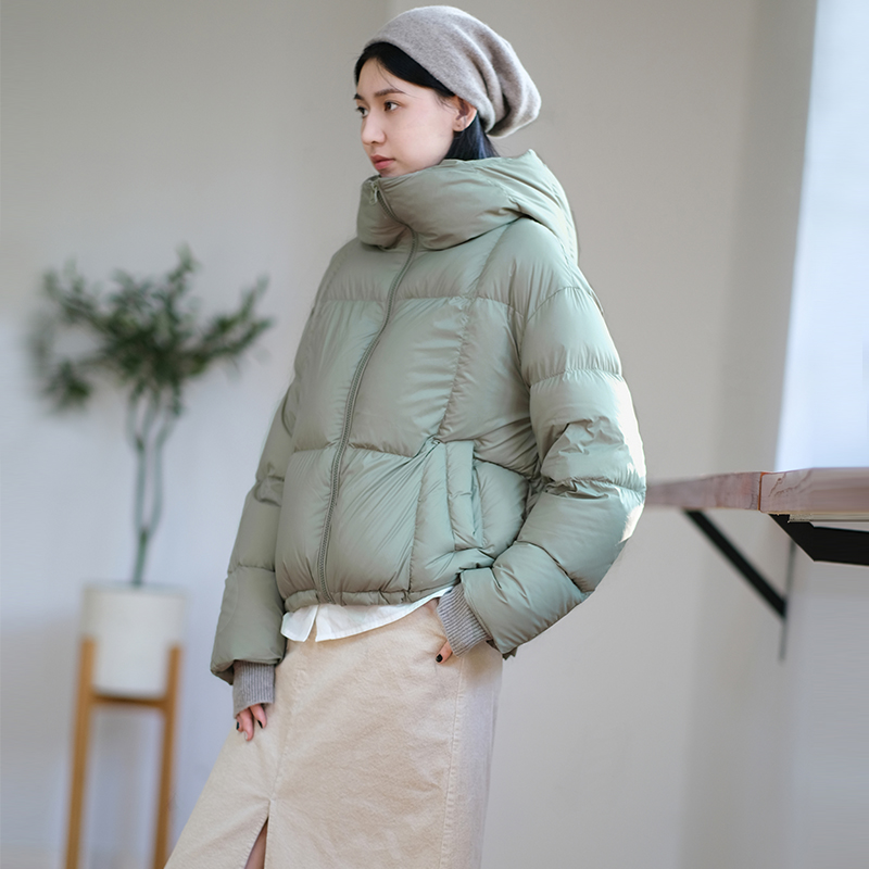 那禾新品短款白鸭绒连帽羽绒服女ND44RR0278
