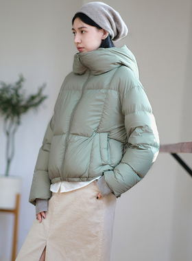 那禾新品短款白鸭绒连帽羽绒服女ND44RR0278