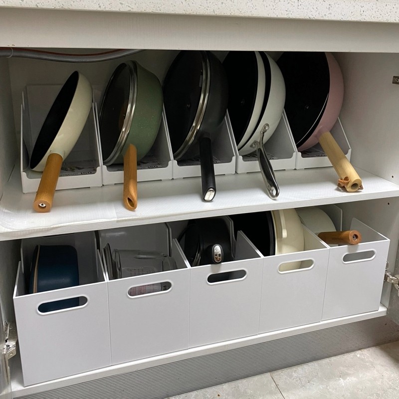 家用橱柜内锅具收纳筐日式厨房分类整理盒平底锅整理盒桌面收纳盒,收纳整理,橱柜收纳筐,淘宝优惠券,粉丝福利购,淘宝优惠卷