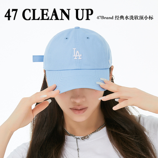 47brand天蓝色la棒球帽女mlb春夏ny遮阳帽子软顶小标水洗鸭舌帽男
